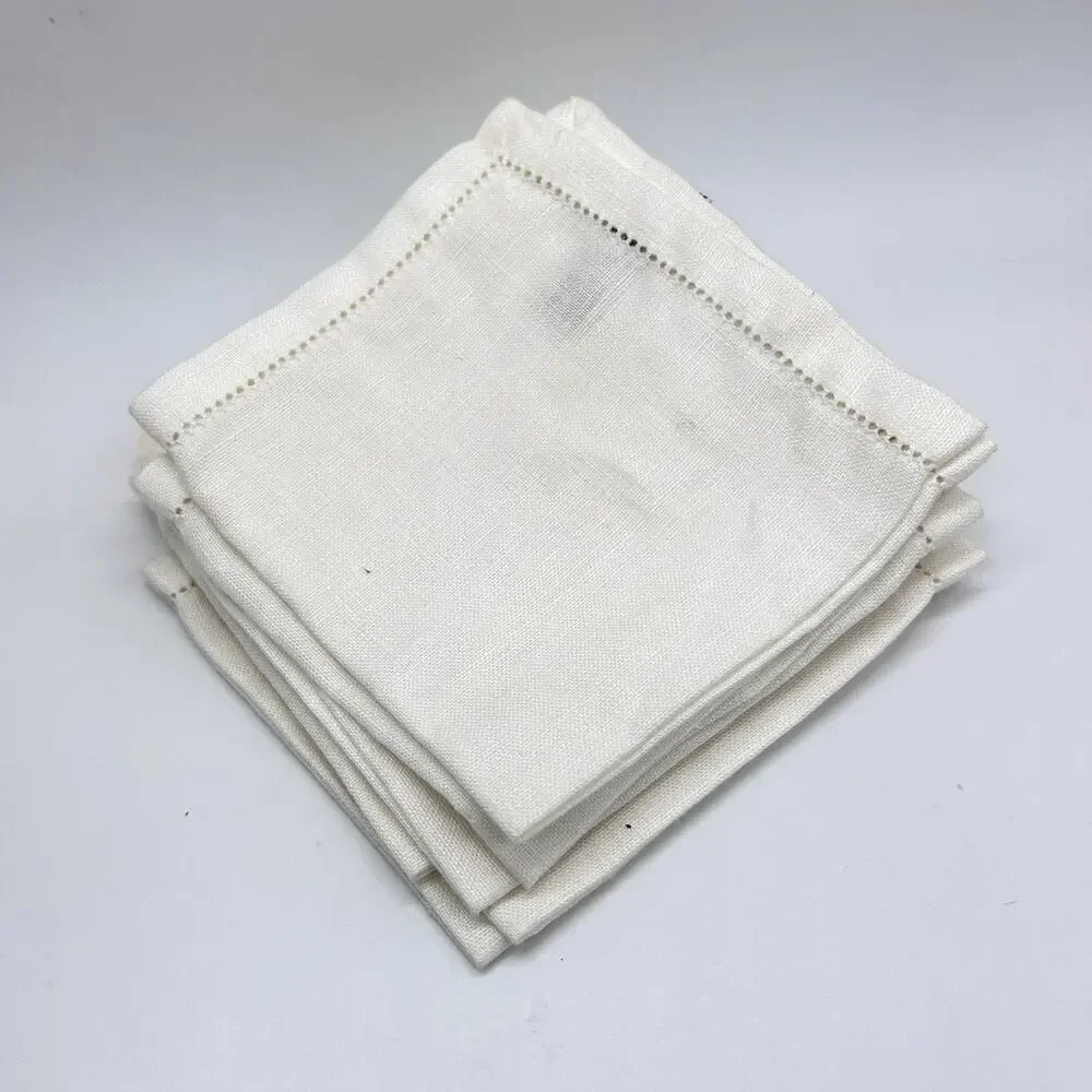 Vintage Irish Linen Cocktail Napkins Nordstrom White Square Set of 6 NWT NOS